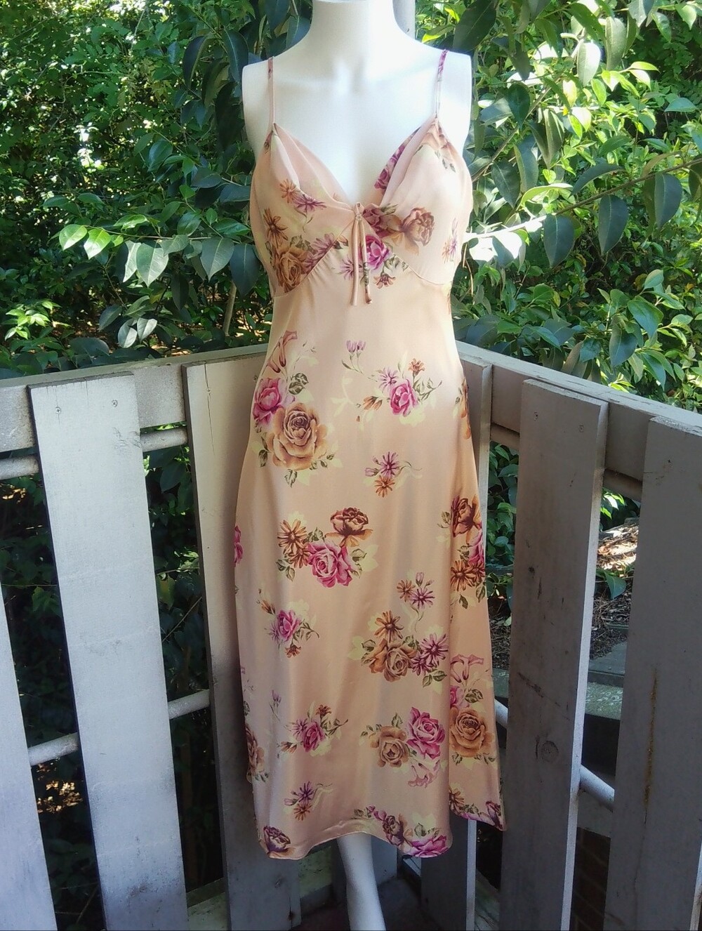 Y2K Satin Floral Cottagecore  Babydoll Midi Slip Chemise Lingerie Dress